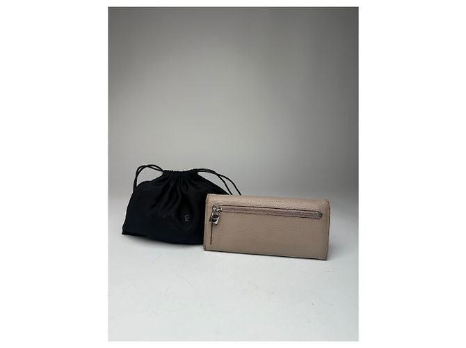 Vintage Loewe Leather Long Wallet Beige Grey - view 11