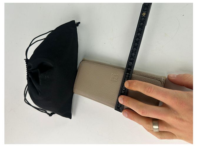 Vintage Loewe Leather Long Wallet Beige Grey - view 4