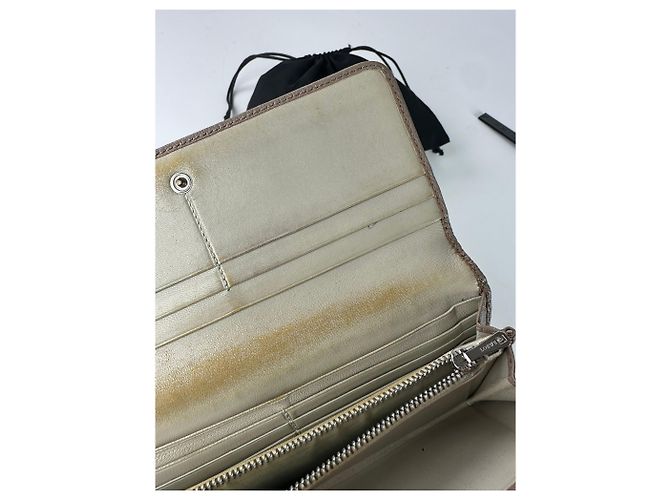 Vintage Loewe Leather Long Wallet Beige Grey - view 7