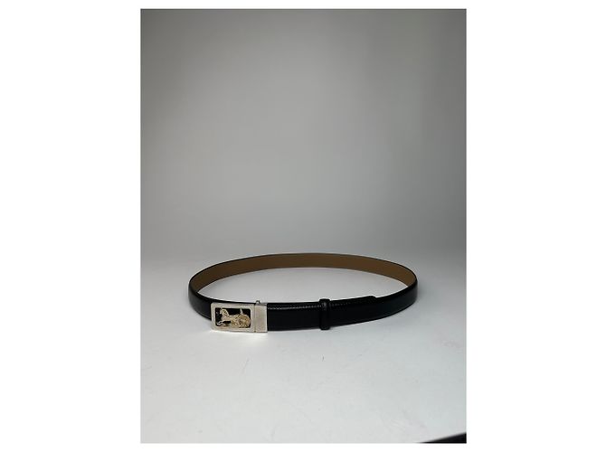 Céline Vintage Celine Paris Triomphe Schlangenprägung Leder Gürtel Schwarz - Ansicht 10
