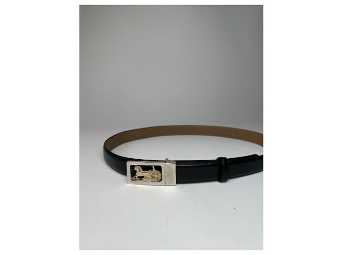 Céline Vintage Celine Paris Triomphe Schlangenprägung Leder Gürtel Schwarz - Ansicht 3