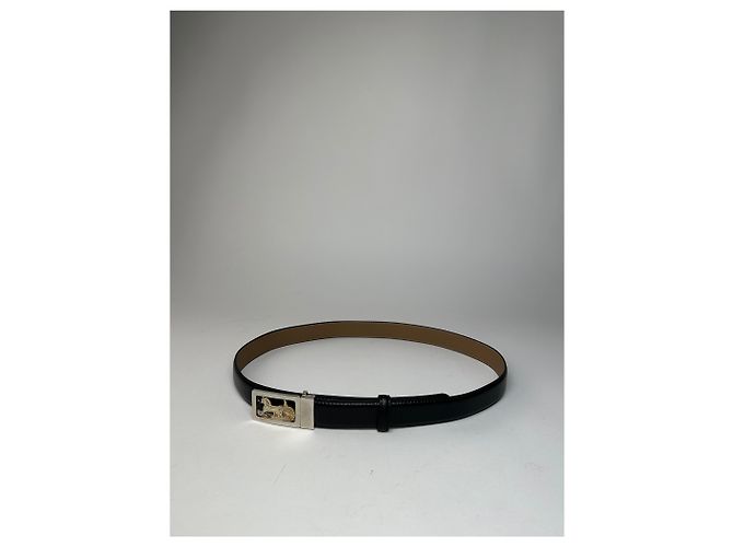 Céline Vintage Celine Paris Triomphe Schlangenprägung Leder Gürtel Schwarz - Ansicht 6