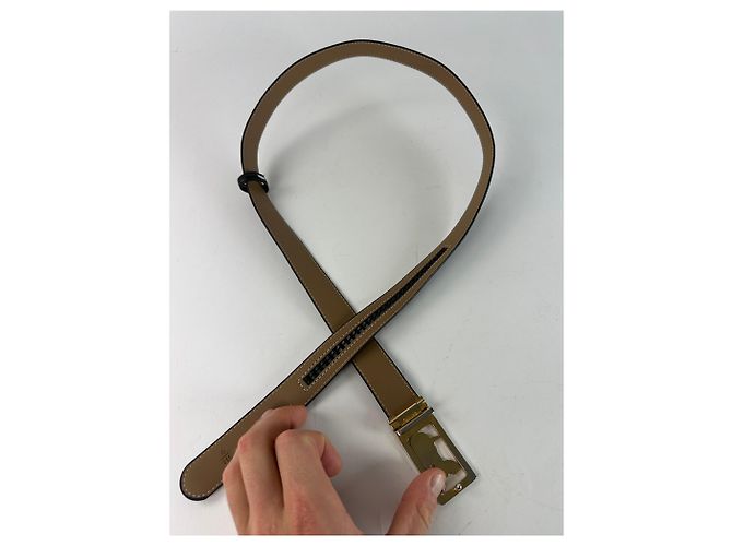 Céline Vintage Celine Paris Triomphe Schlangenprägung Leder Gürtel Schwarz - Ansicht 7