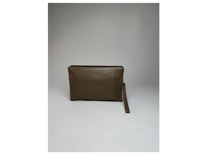 Vintage Givenchy Logo Leder Clutch Grau - Ansicht 11