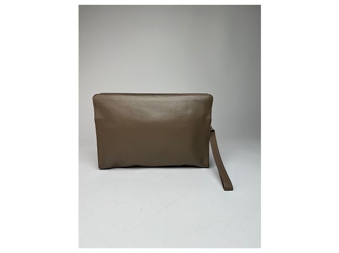 Vintage Givenchy Logo Leder Clutch Grau - Ansicht 2