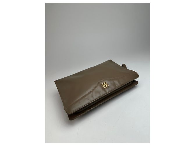 Vintage Givenchy Logo Leder Clutch Grau - Ansicht 6