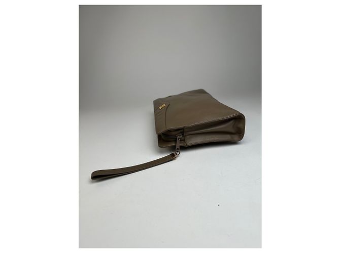 Vintage Givenchy Logo Leder Clutch Grau - Ansicht 7