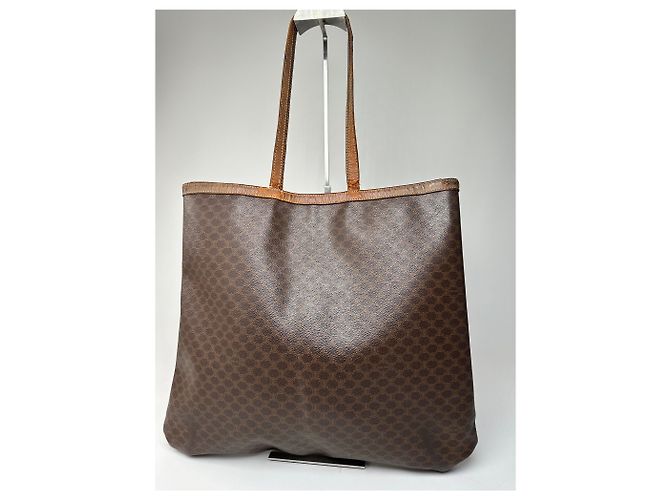 Big Bag Céline Borsa tote in pelle monogramma Triomphe vintage Celine Paris marrone - vista 12
