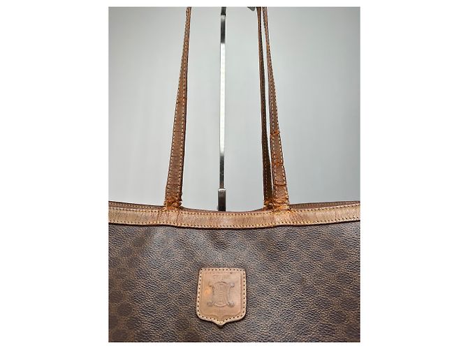 Big Bag Céline Borsa tote in pelle monogramma Triomphe vintage Celine Paris marrone - vista 4