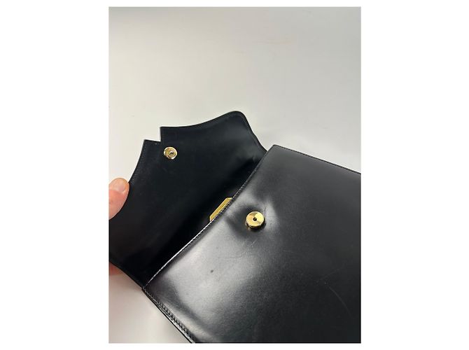 Vintage Givenchy Leder-Logo-Handtasche Schwarz - Ansicht 10