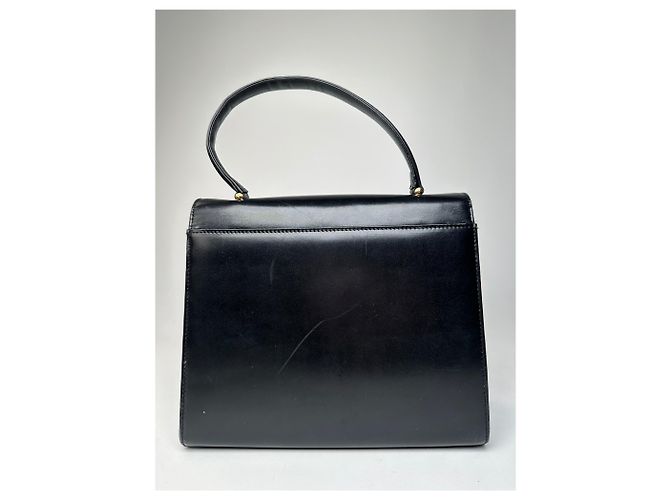 Vintage Givenchy Leder-Logo-Handtasche Schwarz - Ansicht 14