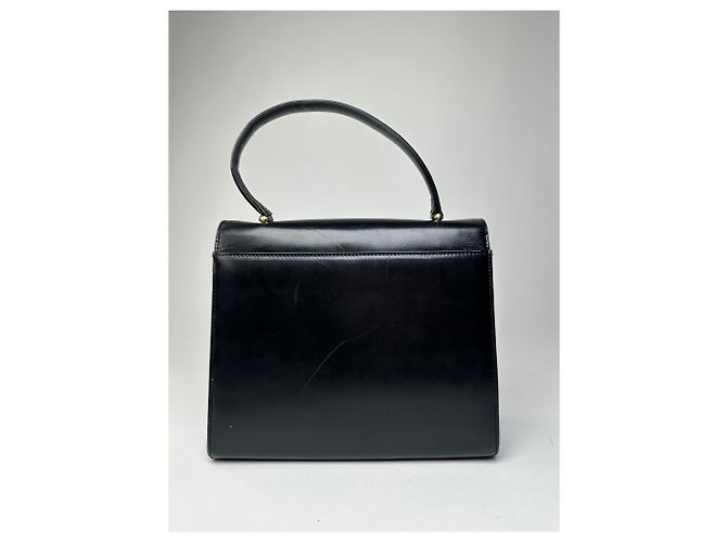 Vintage Givenchy Leder-Logo-Handtasche Schwarz - Ansicht 2