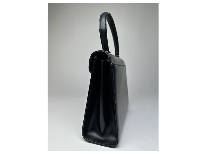 Vintage Givenchy Leder-Logo-Handtasche Schwarz - Ansicht 3