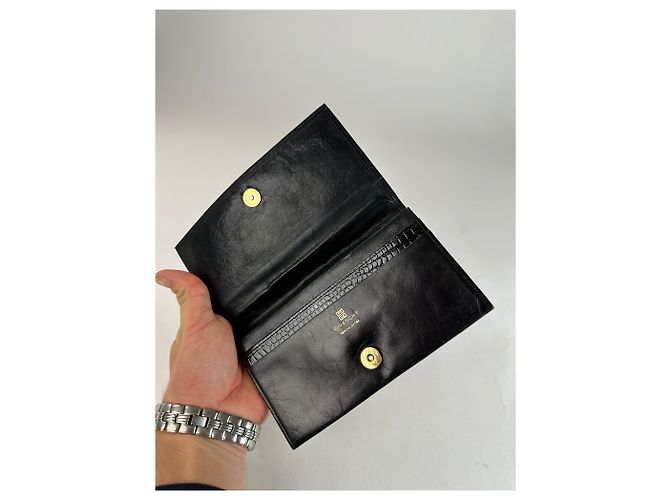 Vintage Givenchy Logo Leather Card Holder / Clutch Black - view 4