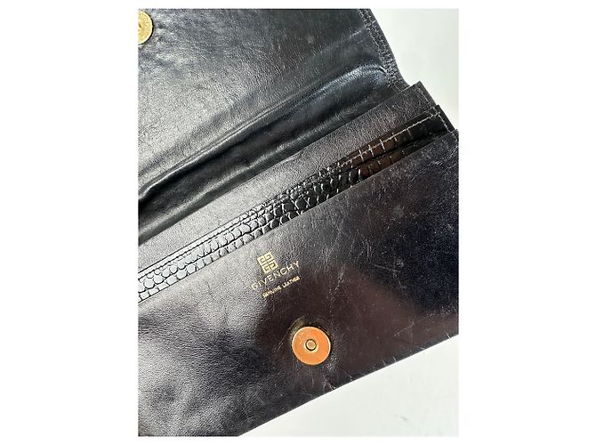Vintage Givenchy Logo Leather Card Holder / Clutch Black - view 5