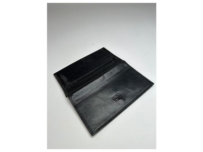Vintage Givenchy Logo Leather Card Holder / Clutch Black - view 6