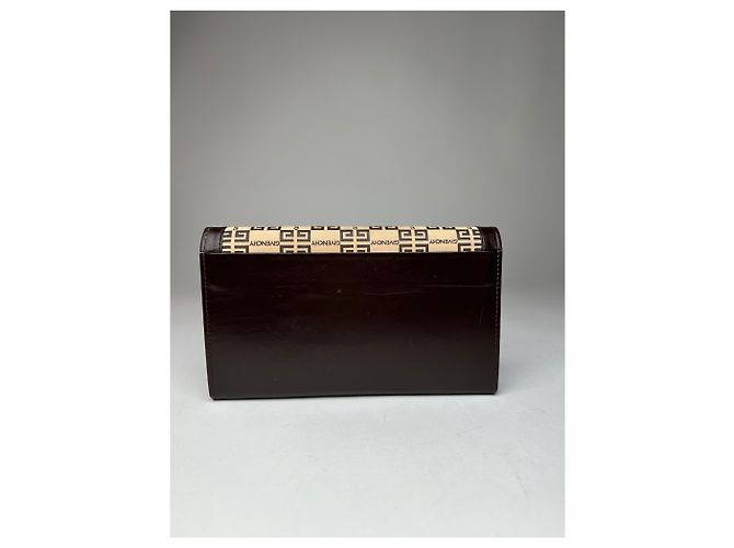 Clutch in pelle monogramma vintage Givenchy marrone beige - vista 2