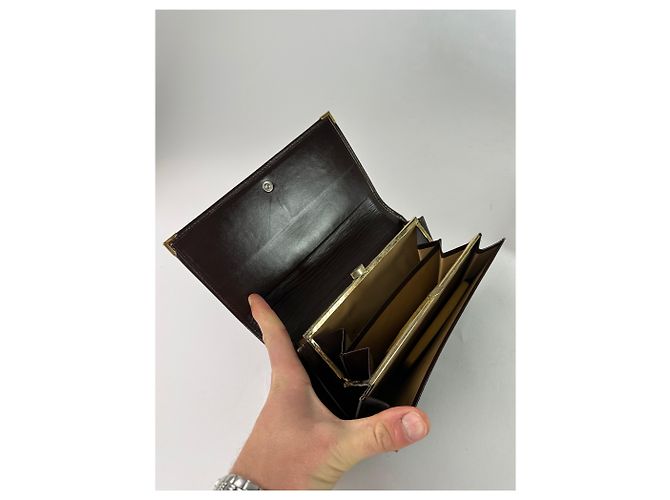 Clutch in pelle monogramma vintage Givenchy marrone beige - vista 5
