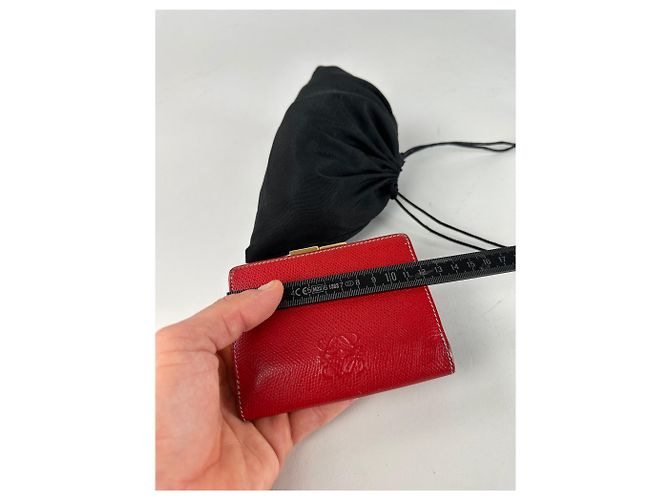 Vintage Loewe Madrid Logo Leather Wallet Red - view 10