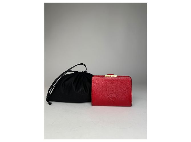 Vintage Loewe Madrid Logo Leather Wallet Red - view 12