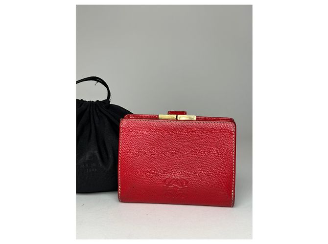 Vintage Loewe Madrid Logo Leather Wallet Red - view 5