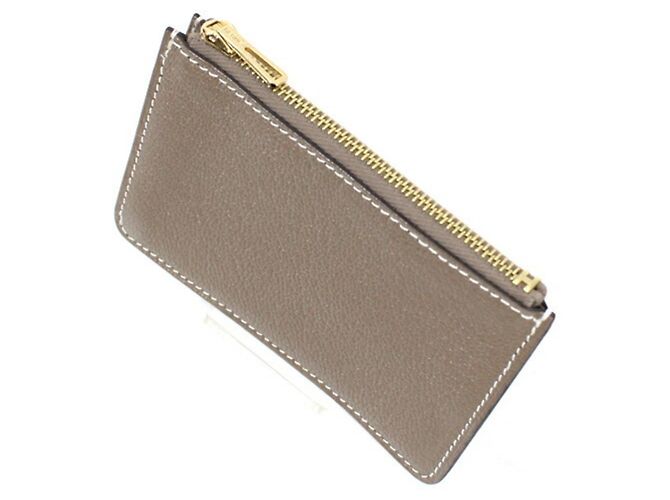 Cartera Hermès Lauris en cuero de cabra Mysore Etoupe Gris pardo - vista 10