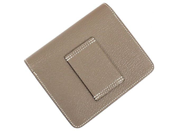 Cartera Hermès Lauris en cuero de cabra Mysore Etoupe Gris pardo - vista 2