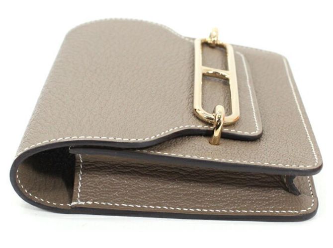 Cartera Hermès Lauris en cuero de cabra Mysore Etoupe Gris pardo - vista 5