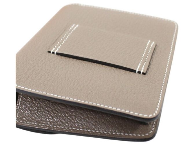 Cartera Hermès Lauris en cuero de cabra Mysore Etoupe Gris pardo - vista 6