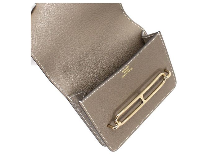 Cartera Hermès Lauris en cuero de cabra Mysore Etoupe Gris pardo - vista 8
