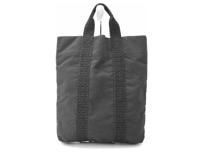 Hermès Her Line Graue Canvas Airline Cabas Tasche Braun - Ansicht 2