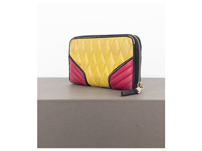 Cartera con cremallera acolchada Miu Miu de los 2000 Amarillo - vista 3