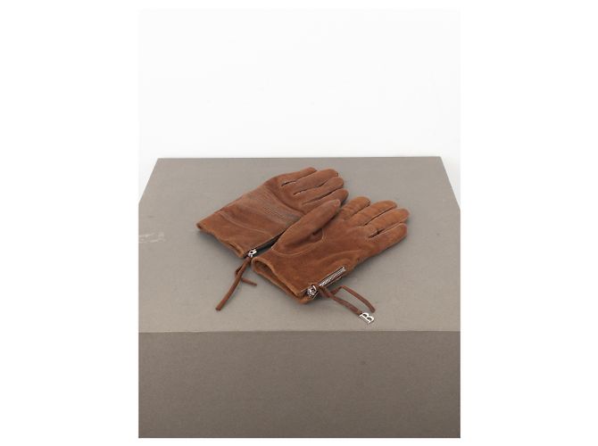 Balmain by Decarnin 2010s Suede Leather Biker Gloves Brown - view 10