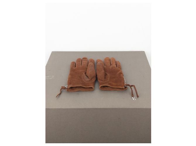 Balmain by Decarnin 2010s Suede Leather Biker Gloves Brown - view 12