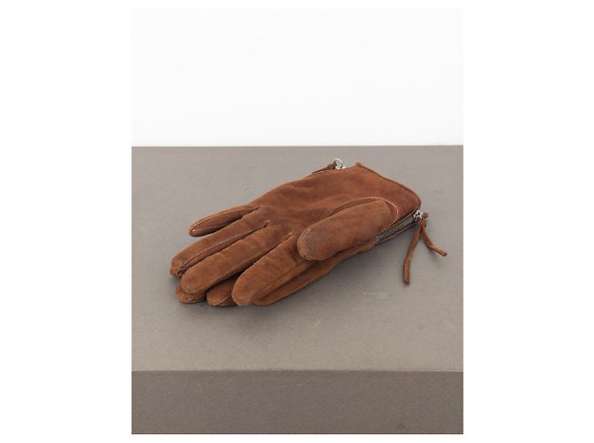 Balmain by Decarnin 2010s Suede Leather Biker Gloves Brown - view 2