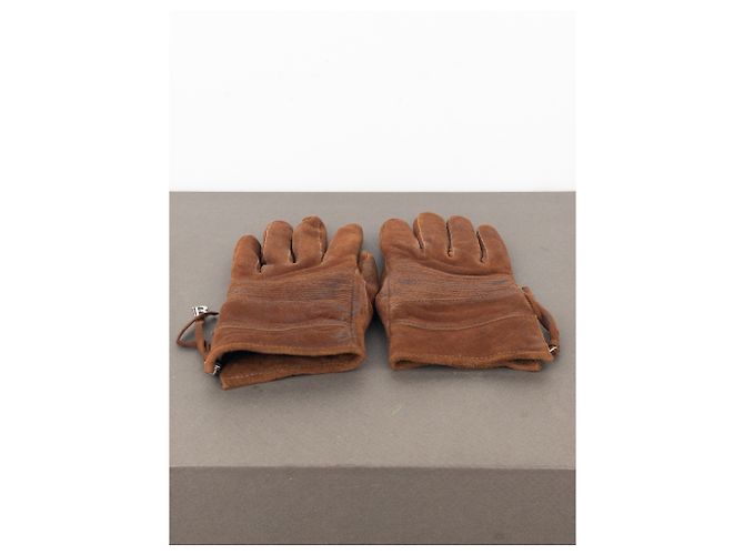 Balmain by Decarnin 2010s Suede Leather Biker Gloves Brown - view 3
