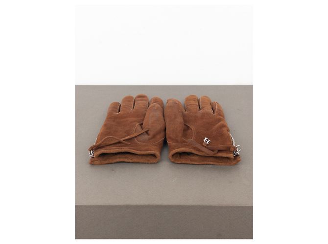 Balmain by Decarnin 2010s Suede Leather Biker Gloves Brown - view 4