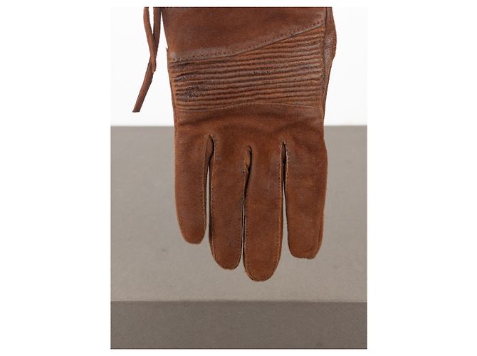 Balmain by Decarnin 2010s Suede Leather Biker Gloves Brown - view 7