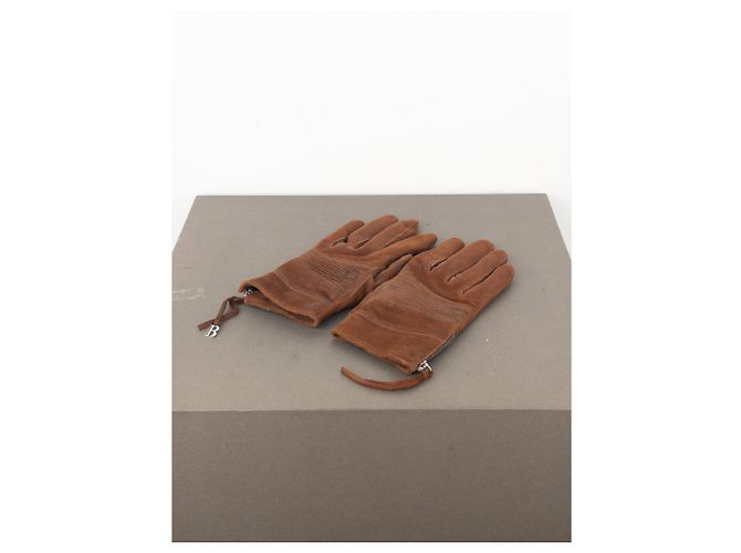 Balmain by Decarnin 2010s Suede Leather Biker Gloves Brown - view 8