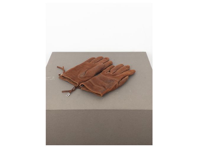Balmain by Decarnin 2010s Suede Leather Biker Gloves Brown - view 9