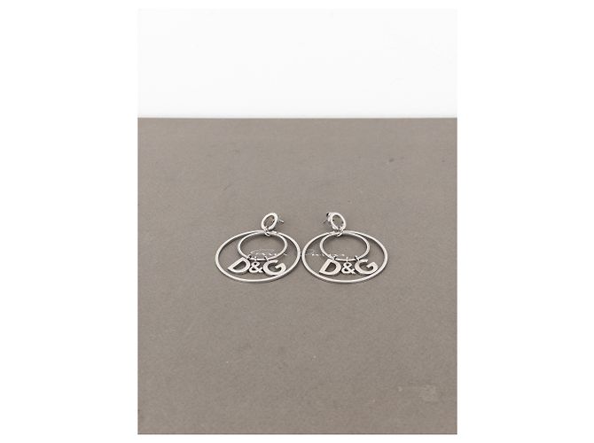 Dolce & Gabbana Orecchini a doppio anello con logo Dolce & Gabanna degli anni 2000 Argento - vista 2