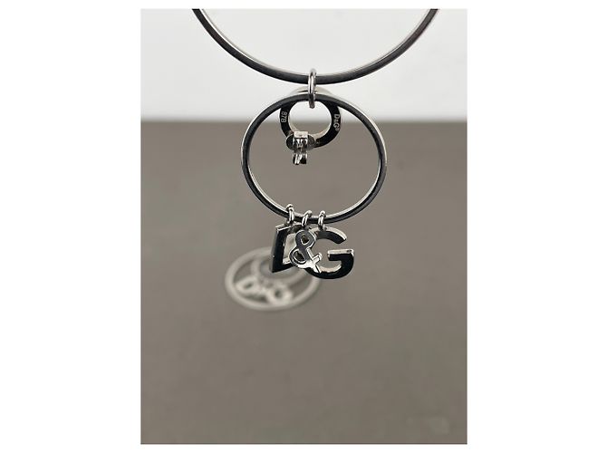 Dolce & Gabbana Orecchini a doppio anello con logo Dolce & Gabanna degli anni 2000 Argento - vista 3