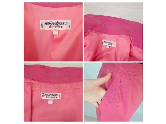 Yves Saint Laurent Conjunto de seda rosa YSL anos 1990 - vista 10