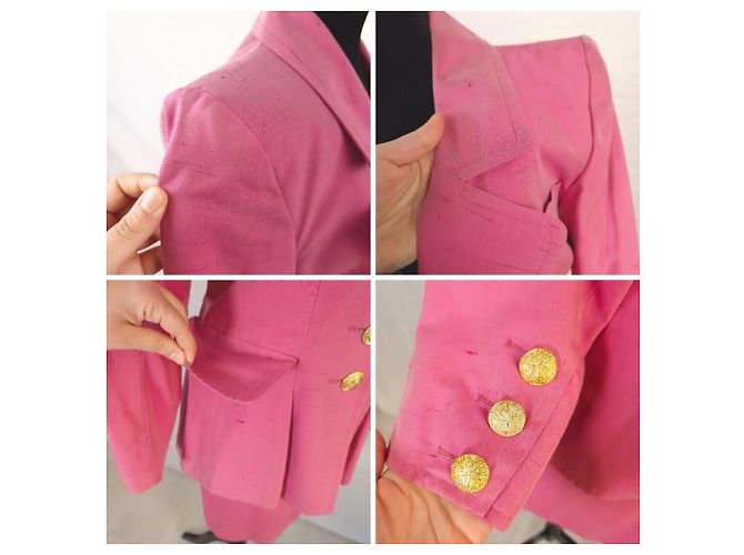Yves Saint Laurent Conjunto de seda rosa YSL anos 1990 - vista 11
