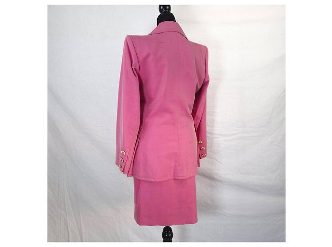 Yves Saint Laurent Conjunto de seda rosa YSL anos 1990 - vista 2