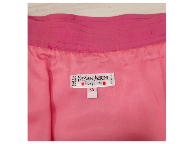 Yves Saint Laurent Conjunto de seda rosa YSL anos 1990 - vista 3