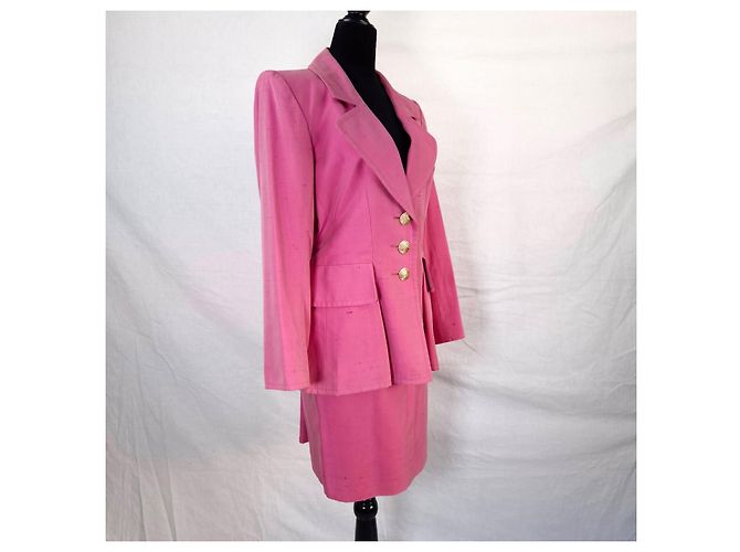 Yves Saint Laurent Conjunto de seda rosa YSL anos 1990 - vista 4