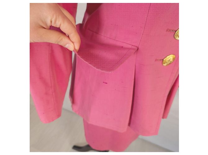 Yves Saint Laurent Conjunto de seda rosa YSL anos 1990 - vista 6