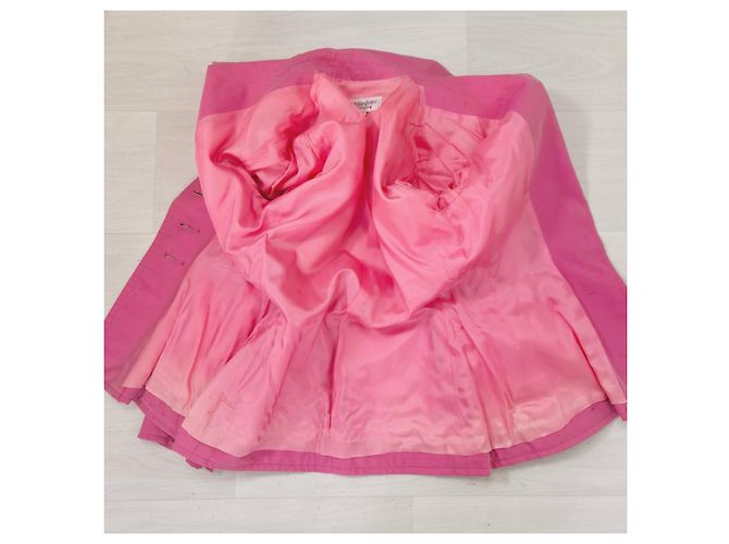 Yves Saint Laurent Conjunto de seda rosa YSL anos 1990 - vista 7