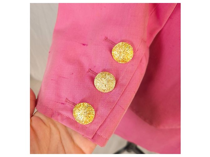 Yves Saint Laurent Conjunto de seda rosa YSL anos 1990 - vista 8
